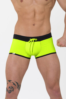 Pánské plavky boxer reflexní žluto-zelené push-up 7223