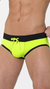 Pánské reflexní žluto-zelené plavky push-up slip 7225